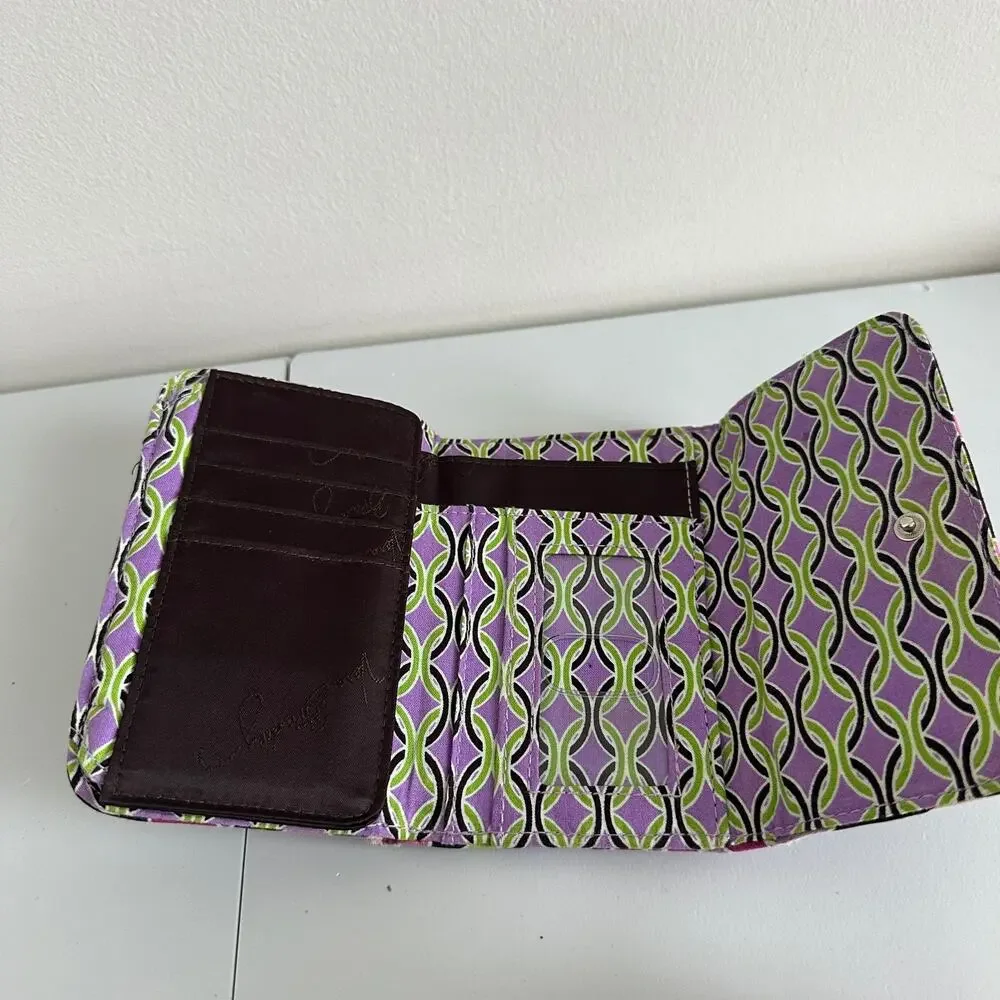 Vera Bradley Purple Punch Euro Wallet Tri-Fold Lightweight Cotton Card ID Holder - Picture 8 of 10